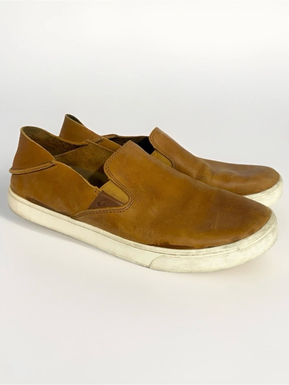 OluKai Women's Brown Leather Slip-On Sneakers